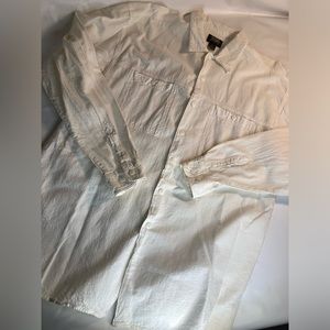 Stefano Man Vintage 90s white Striped Long Sleeve Button Shirt Mens XL